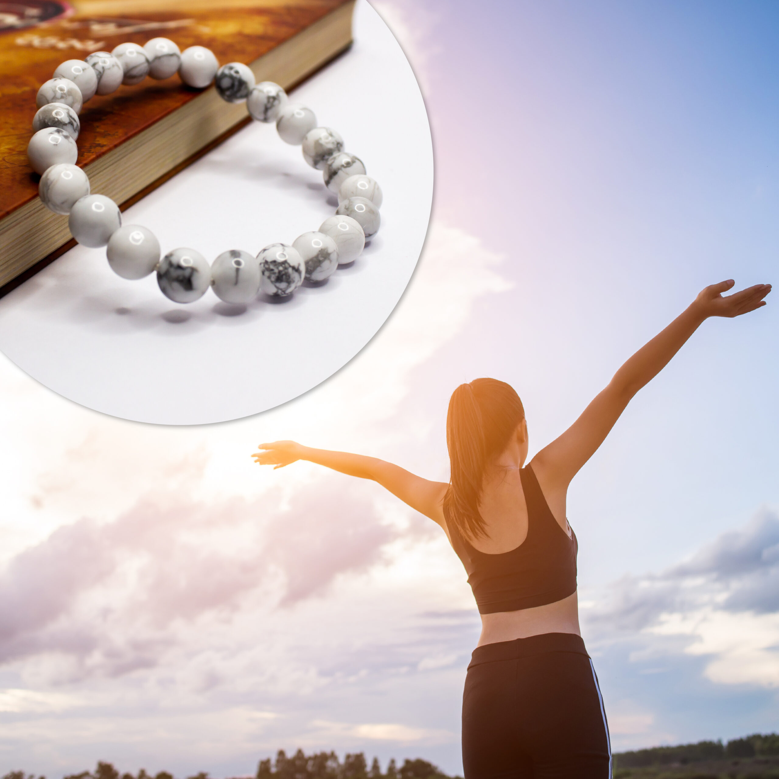 Black and White Howlite Natural Gemstone Bracelet, For Fashion,Sprituality,  Size: 8mm at Rs 200/piece in Kashipur